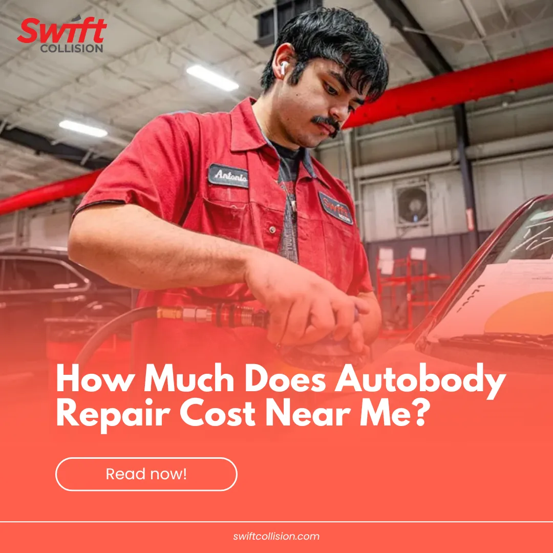 autobody repair technician working a car at Swift Collision in Broken Arrow